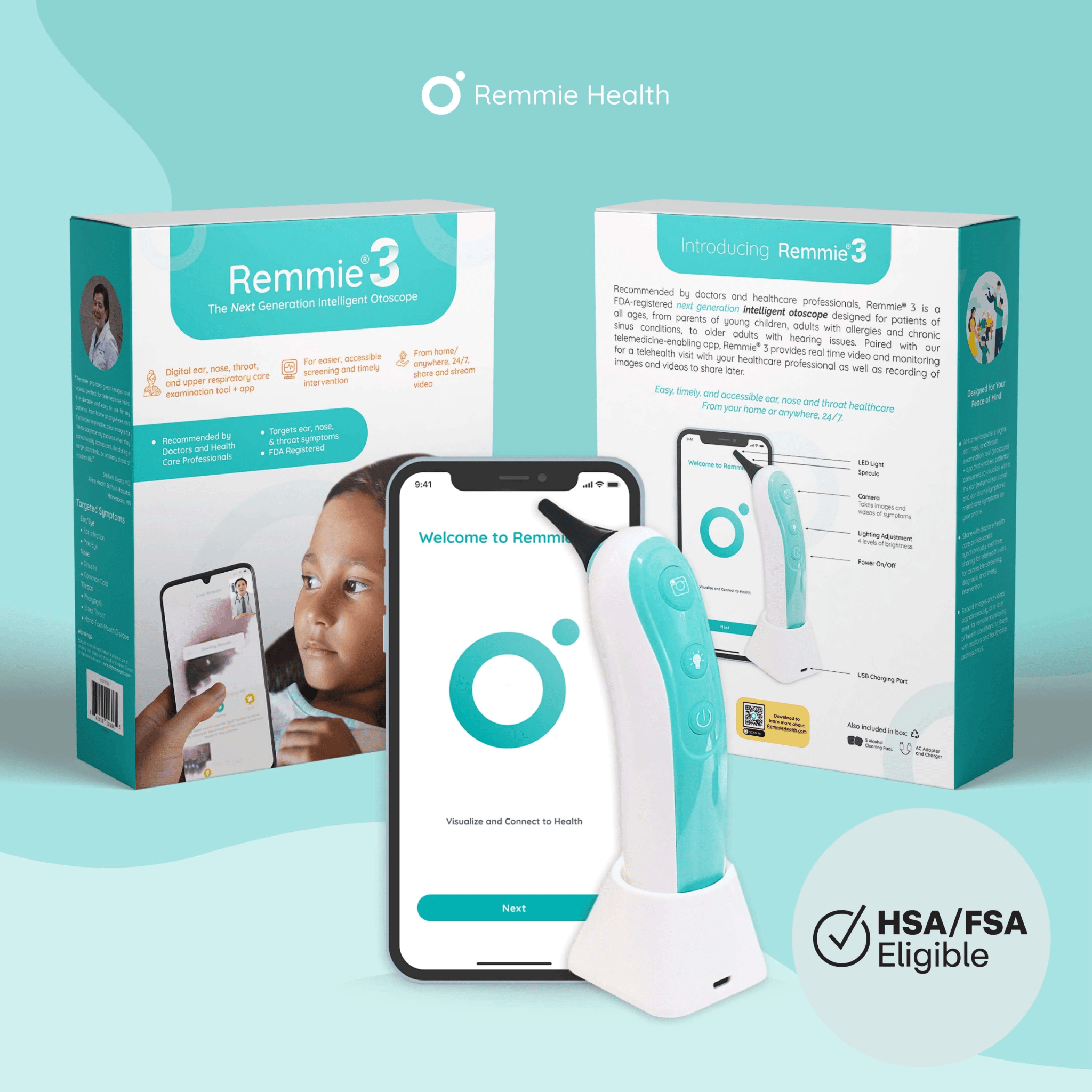 Remmie 3 Next Generation Intelligent Home Otoscope - Remmie Health